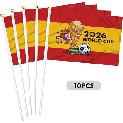 2026 World Cup Spanish Flag Handheld Fan Banner with Trophy Design