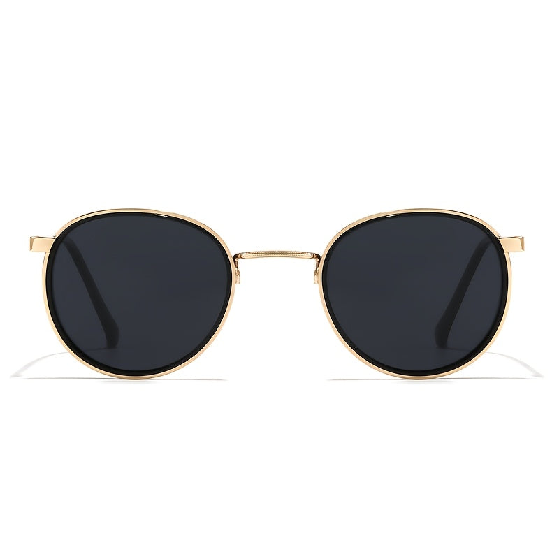 Unisex Polarized Round Sunglasses with Stainless Steel Frame
