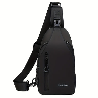 1pc CHATEK KAIAO Large Capacity PU Leather Sling Bag - Stylish Multi-Compartment Chest Bag for Travel, Business  School, Black, 36.2cm x 17cm x 8cm, Travel Shoulder Bag   Modern Sling Bag   Durable Zipper Closure