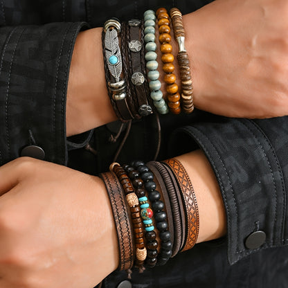 Popular 11pcs Handmade Braided Bracelet Set for Men