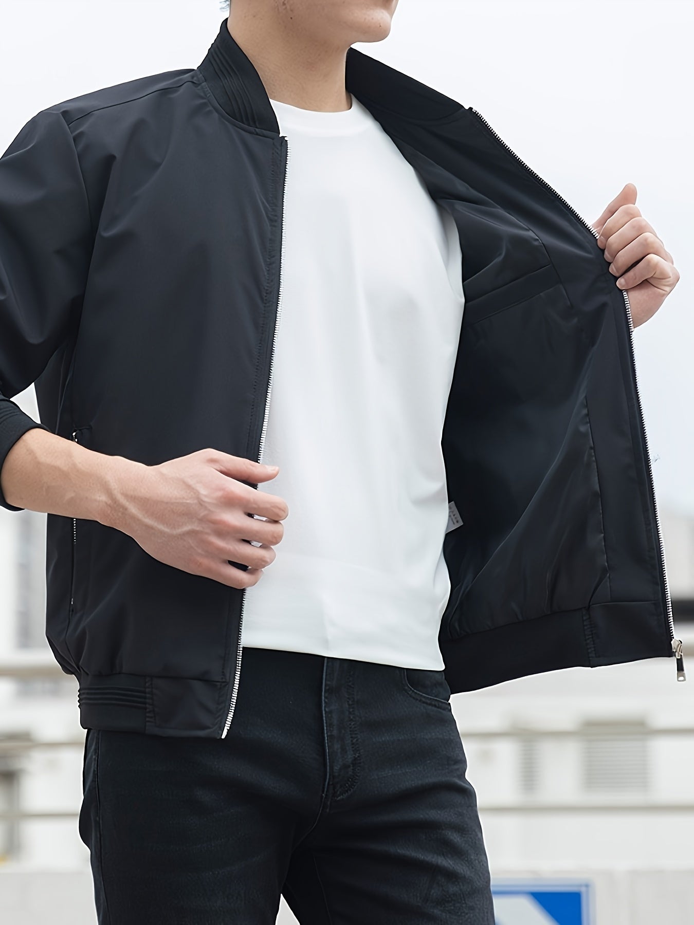 Men's Solid Color Business Jacket, Casual Stylish Outdoor Coat As Gift