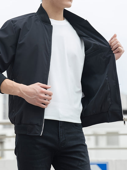 Men's Solid Color Business Jacket, Casual Stylish Outdoor Coat As Gift