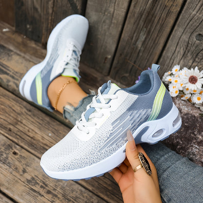 Breathable Mesh Women's Sneakers - Lightweight Soft Sole Lace-Up Low-Top Shoes with Cushioned PVC Sole for Running, Gym, Work  Travel - All-Season Comfort in Black, White, Light Blue, Pink, Grey, Ladies Sneakers, Gym Footwea