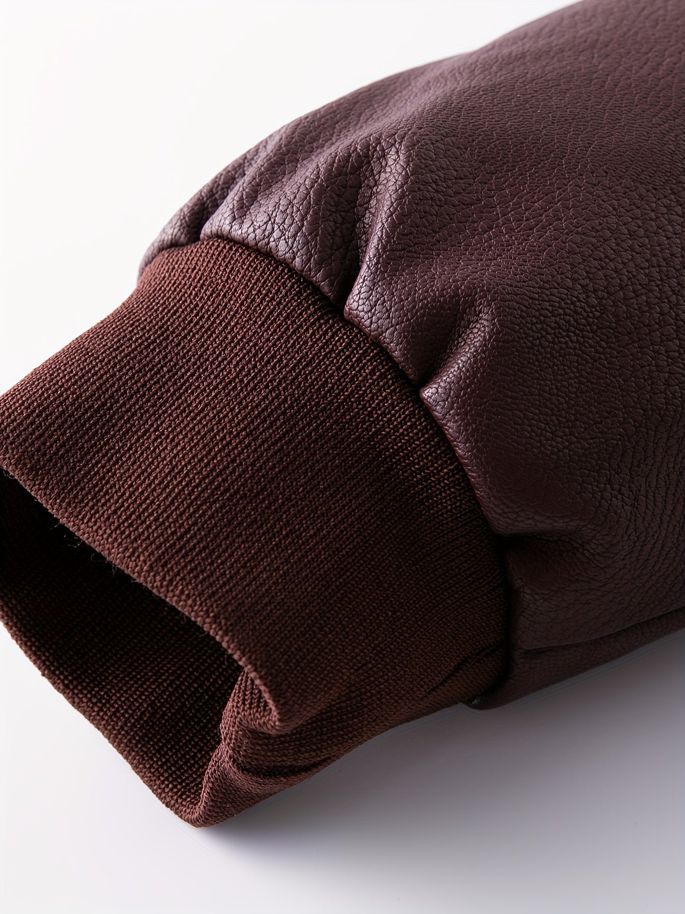 Men'S Faux Leather Bomber Jacket with Fleece Lining - Casual Motorcycle Style, Zip-Up, Long Sleeve, Drop Shoulder, Polyester Lining, Regular Fit, Outdoor & Hiking Wear, Outdoor Jacket | Bomber Jacket | Polyester Lined Jacket