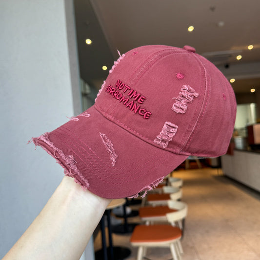 Women’s Embroidered Ripped Washed Baseball Cap Adjustable Fit - ayq