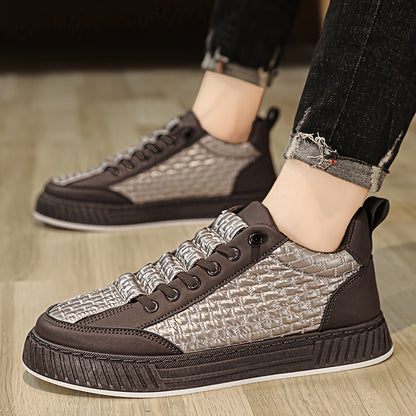 [Urban Appeal] Trendy Solid Color Low Top Sneakers, All-Season Lace-Up Casual Shoes with Faux Upper, Fabric Inner, Rubber Sole, and Comfortable Cloth Insole, Versatile Trainers   Modern Sneakers   Durable Rubber Sole