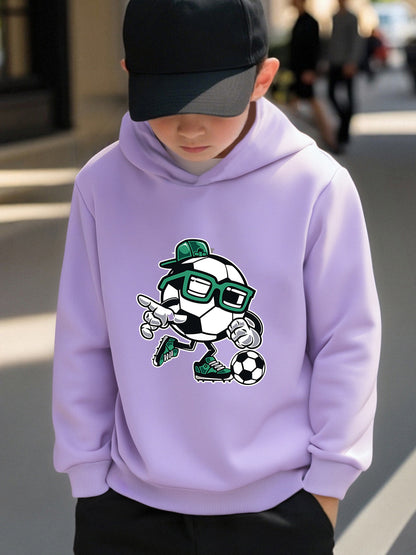 Boys' Cartoon Football Hoodie & Jogger Set - Cotton, Fall/Winter
