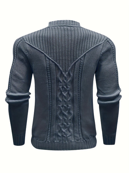 Fashion Knit Round Neck Sweater Pullover - Soft, Breathable, Medium Stretch, Long Sleeve, Casual Top for City Walks, Streets, Outings, Outdoor Activities - Perfect for Autumn and Winter