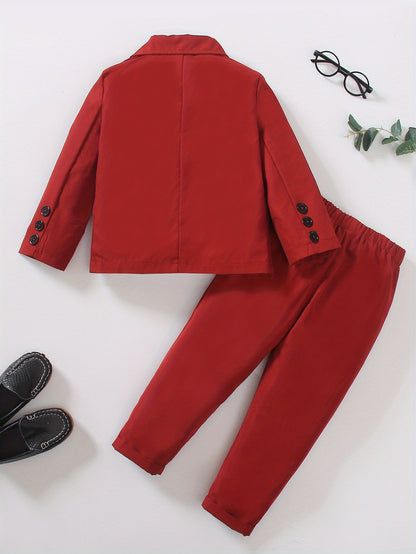 Boys' Solid Color Casual Suit Set for Spring and Autumn