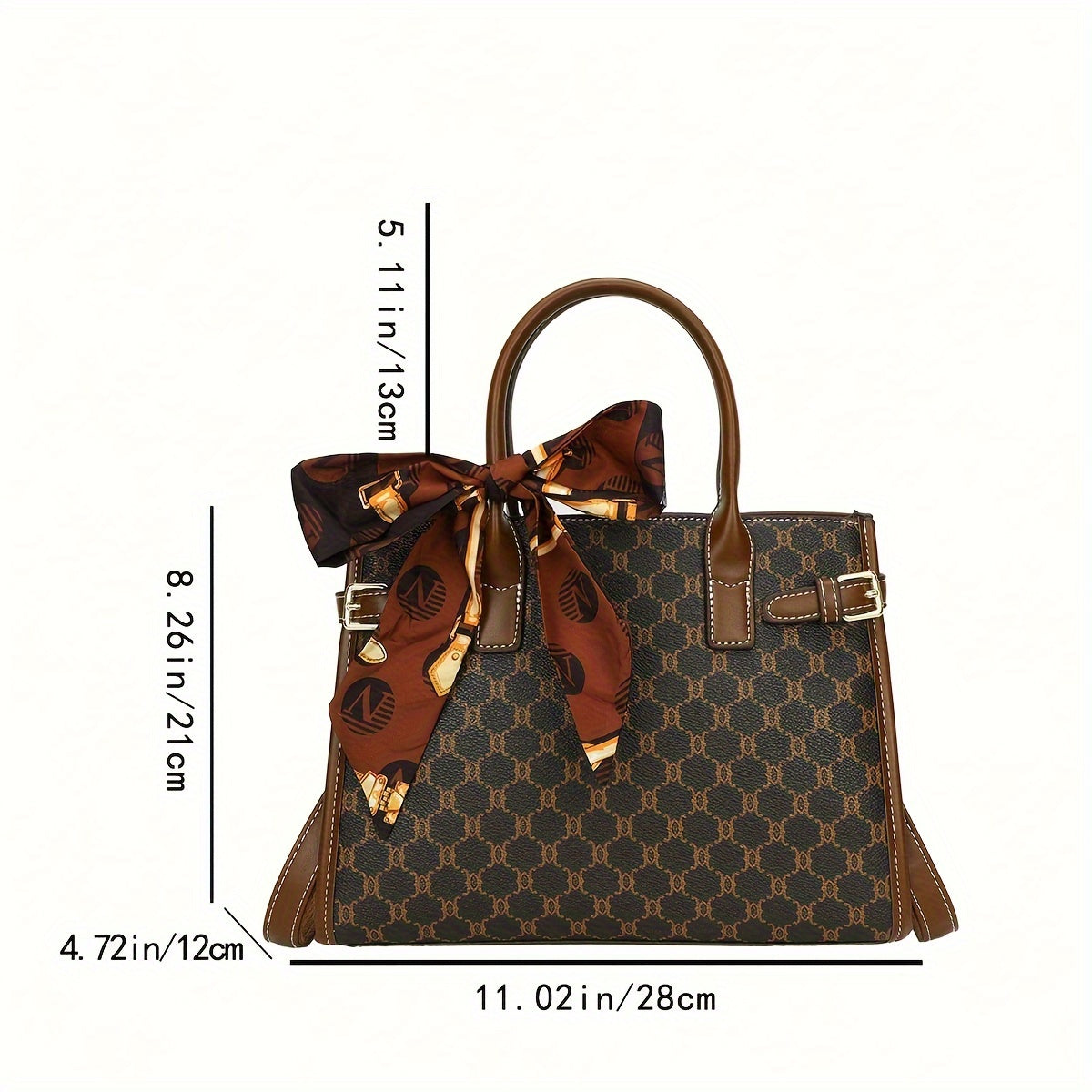 Created-Rubynet Large Handbag with Greek Key & Bow Design - Deep Brown Handbag, Golden-Tone Hardware, Fashion Bag for Ladies, Fashion Bags, Round Handbag, Fashionable Bags, Handbags Aesthetic, Large Soft Purse, Rectangular Ha