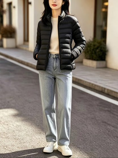 Women's Slim Lightweight Autumn Jacket with Stand Collar