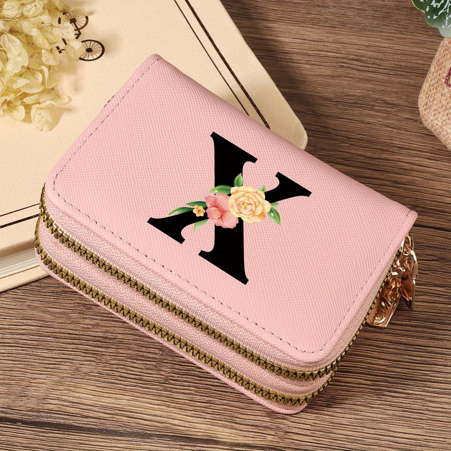 Women's Lightweight Wallet - Compact Zipper Purse with Multiple Card Slots & Coin Pocket, Elegant Monogram Initials, Secure Closure for Everyday, Travel, Gift - Women's Credit Card Organizer, Everyday Carry Purse, Stylish Ini