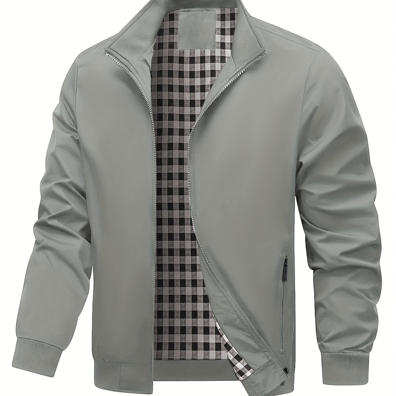 Men's Academic Jacket - Burgundy (Deep Red), Zip-Up Front Closure, Structured Non-Stretch Fabric, Zippered Pockets - Formal & Casual Outerwear for Office, Events, Everyday - Easy-Care Coat, Dressy Jacket, Houndstooth Pattern