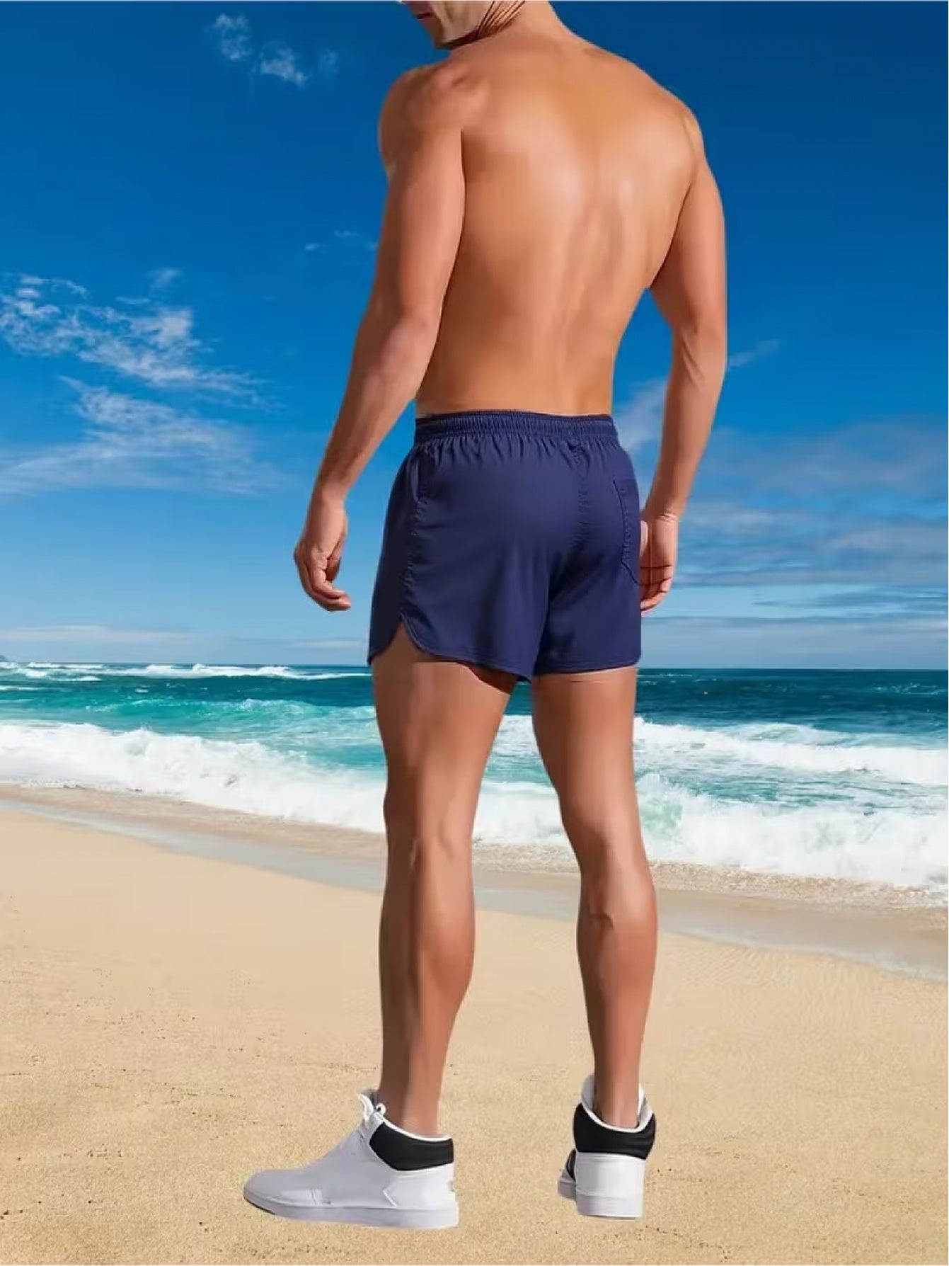 Men's Casual Quick-Dry Beach and Surf Shorts with Geometric Pattern