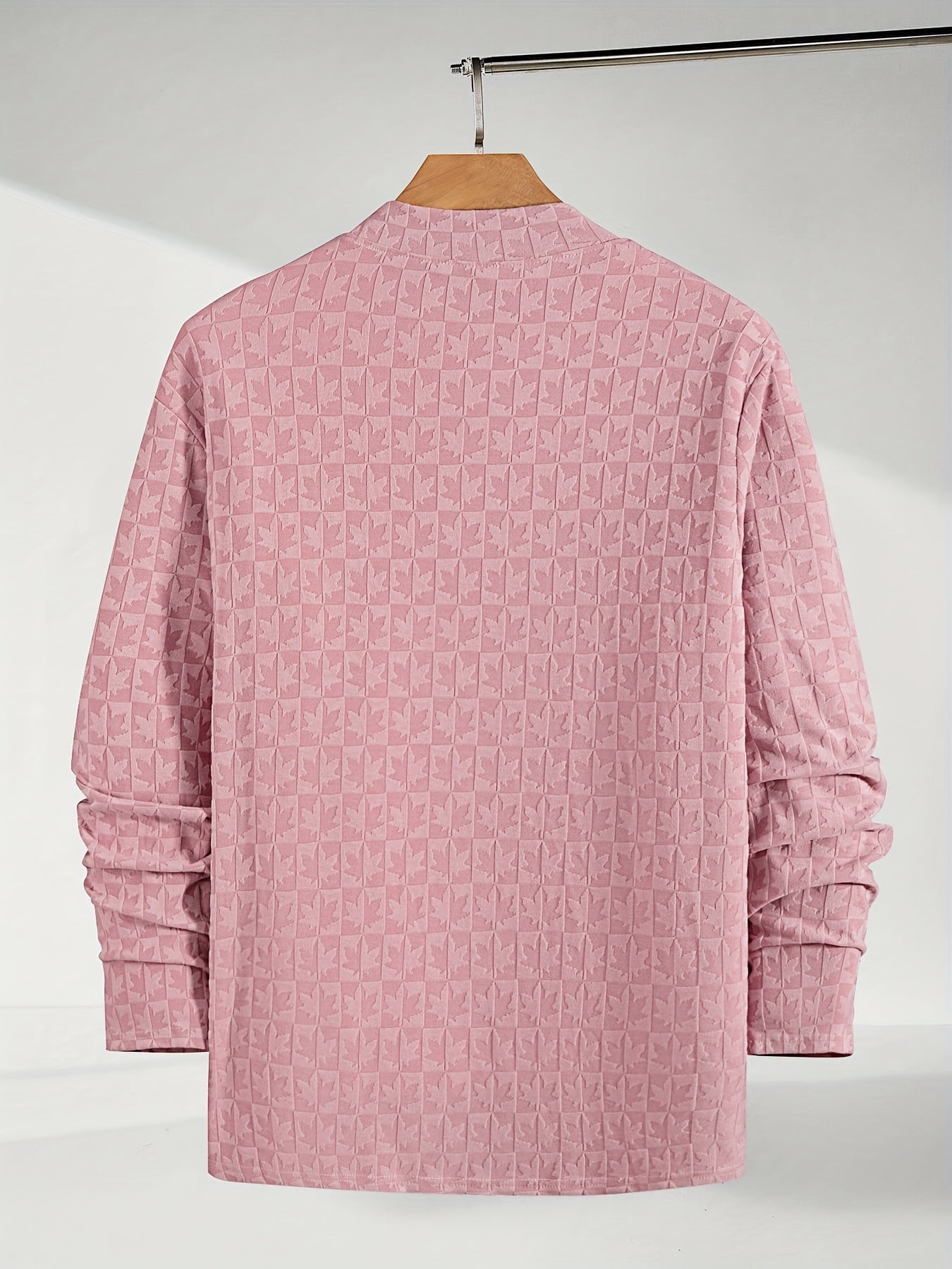 Men'S Long-Sleeve T-Shirt with a Half-High Collar, Casual Jacquard Base Layer for Outerwear, Stylish And High-Quality Top for Autumn And Winter