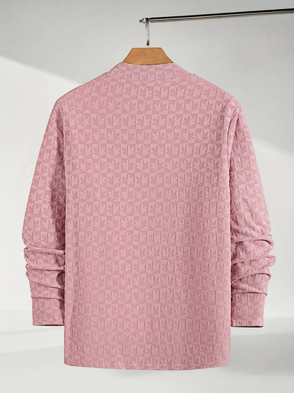 Men'S Long-Sleeve T-Shirt with a Half-High Collar, Casual Jacquard Base Layer for Outerwear, Stylish And High-Quality Top for Autumn And Winter