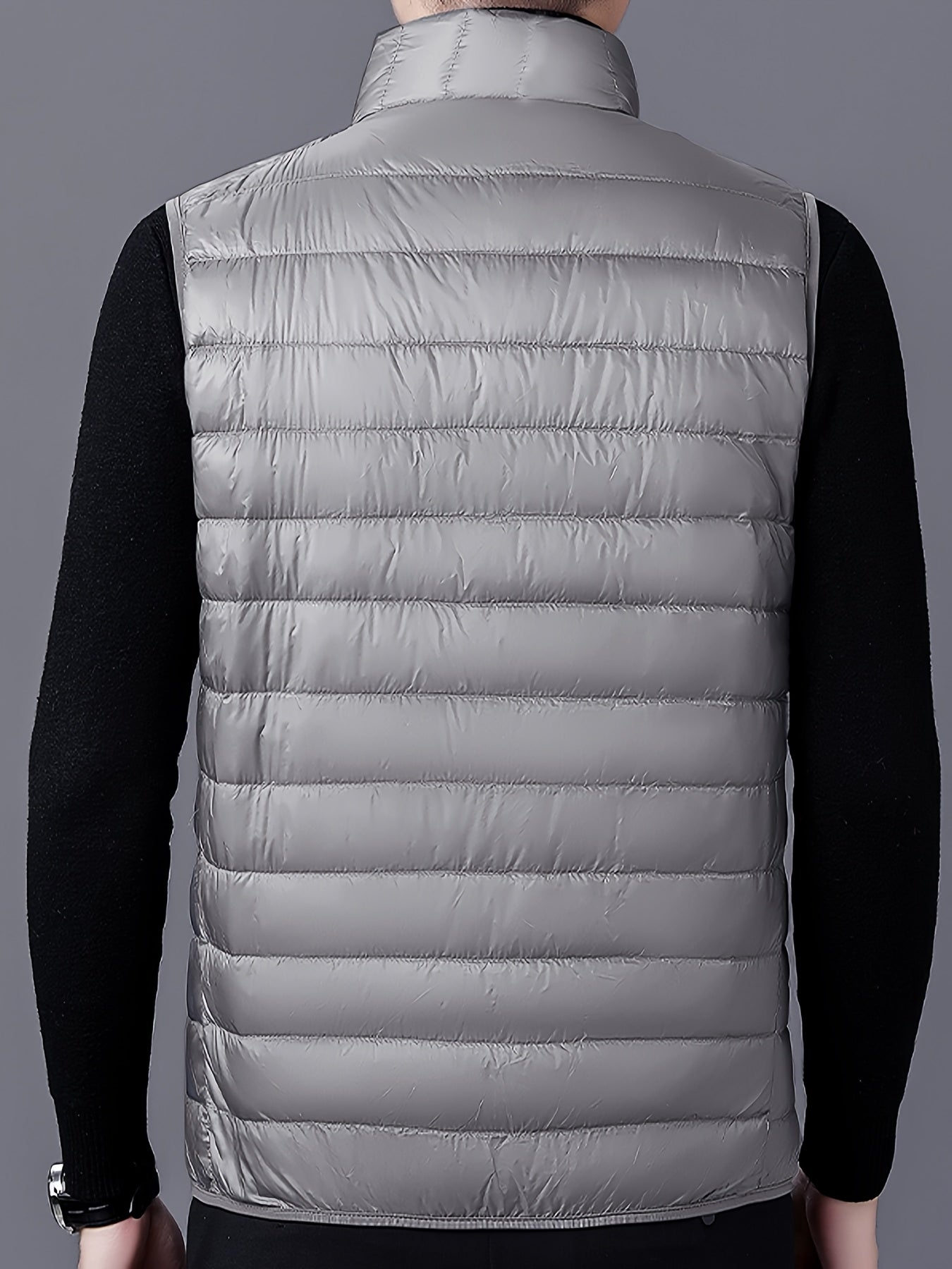 Men's Fashion Solid Color Single Vest, Youth Outdoor Sports Casual Jacket, Men's Spring Autumn Thin Stand Collar Cardigan Vest - ayq