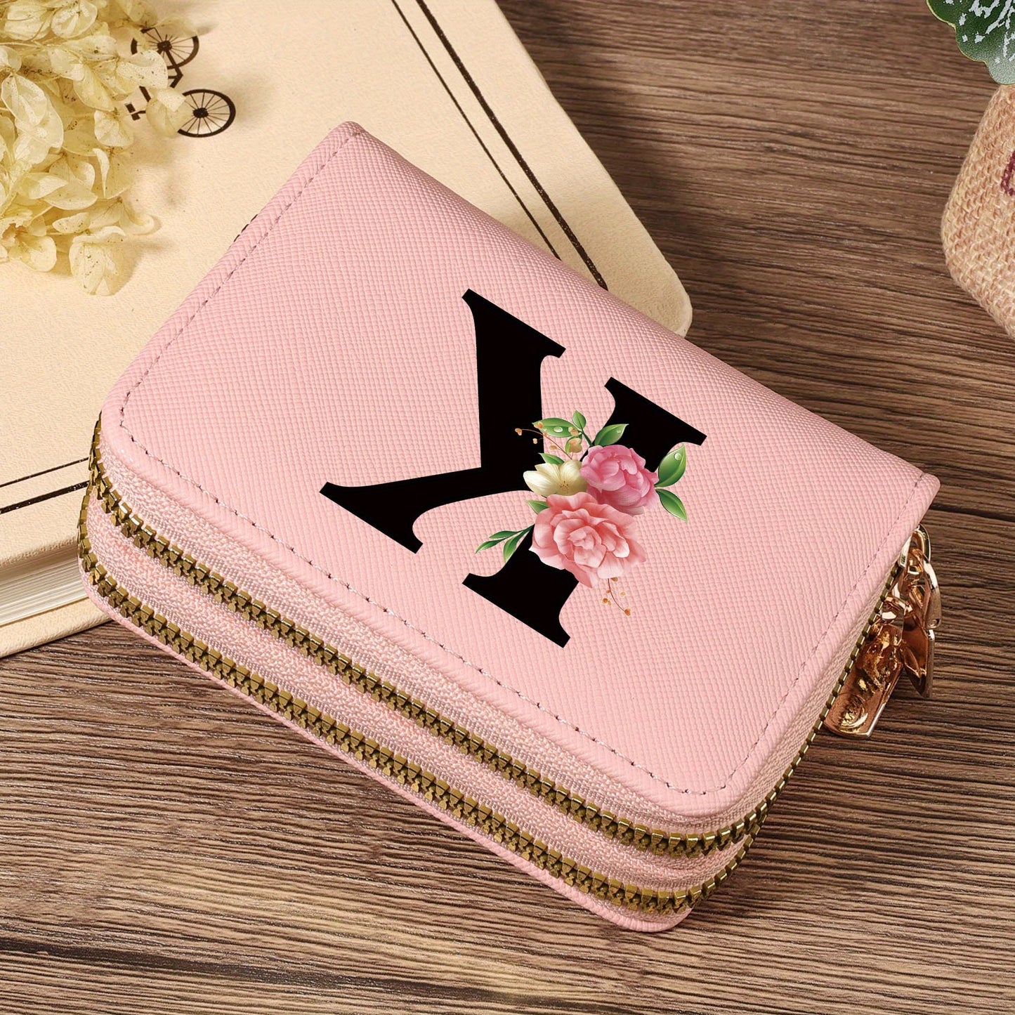 Women's Lightweight Wallet - Compact Zipper Purse with Multiple Card Slots & Coin Pocket, Elegant Monogram Initials, Secure Closure for Everyday, Travel, Gift - Women's Credit Card Organizer, Everyday Carry Purse, Stylish Ini