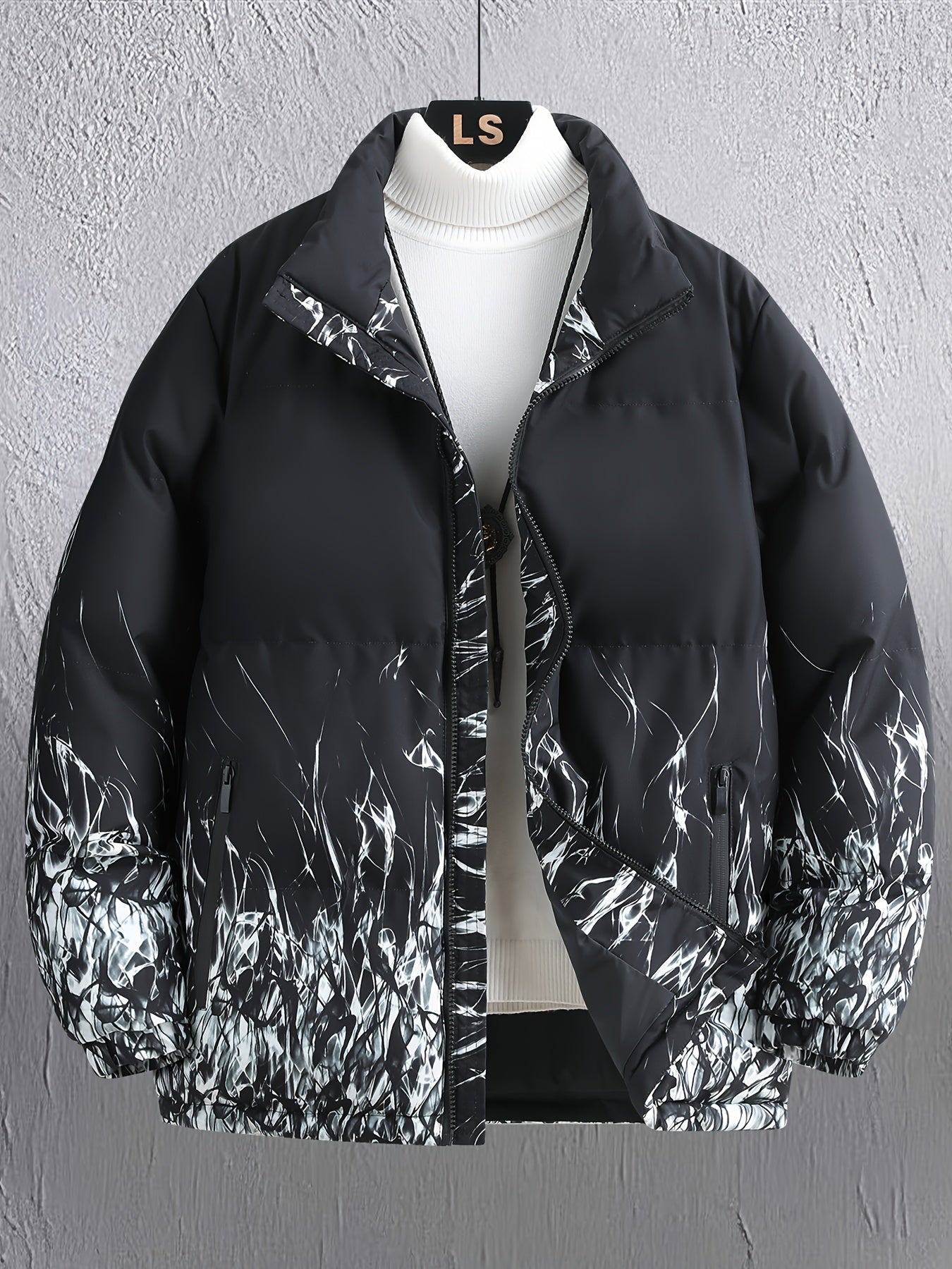 Men'S Heavyweight Winter Jacket - Full-Zip Hooded Coat with Stand Collar, Navy Blue Cold Weather Outerwear, Polyester Insulated Jacket for Everyday & Formal Events, Non-Stretch Fabric, Zipper Closure, Winter Coats, Formal Eve