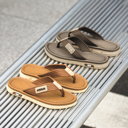 Men's Casual Slip-On Beach Sandals with Durable Rubber Sole