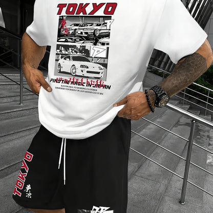 Men's suit short sleeve T-shirt and shorts