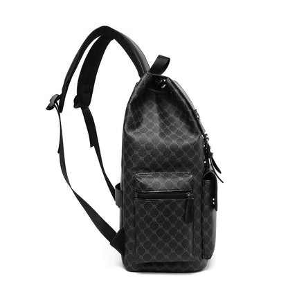 Men's Retro Geometric Print Drawstring Backpack - Casual British Style Durable Fabric with Multiple Compartments  Padded Straps for Daily Commute, Work, Travel, Backpack for Travel, Modern Logo Design, Highquality Straps, Ur