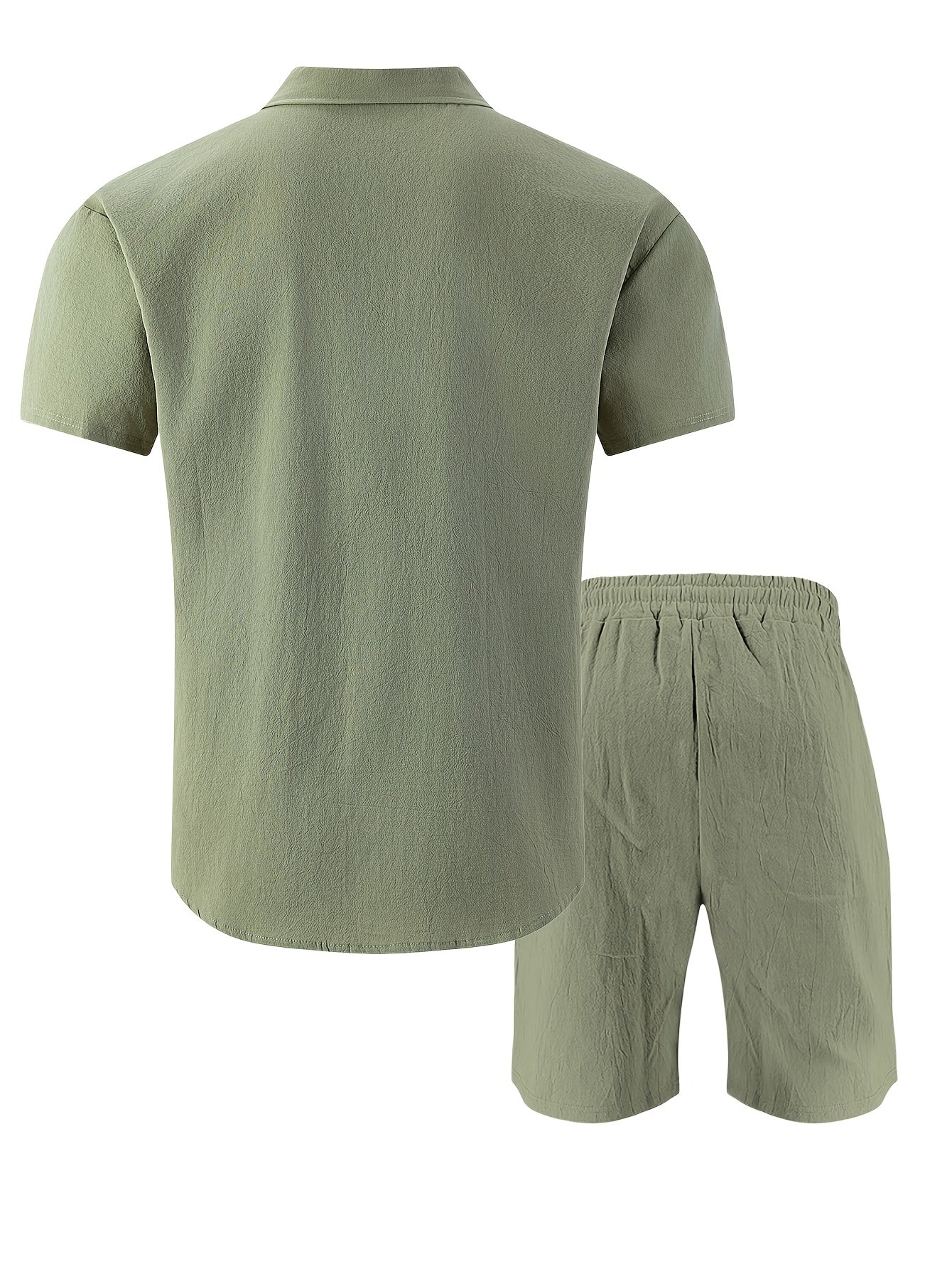 Men's Summer Linen Short Sleeve Shirt & Shorts Set