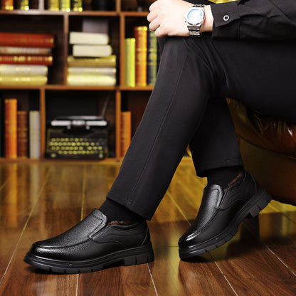 Men's Casual Leather Loafers with Warm Winter Interior