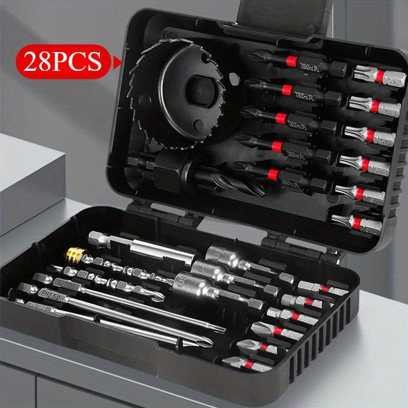 HUHAO Drill Bit Set with Magnetic Screwdriver And Impact Driver Bits for Wood And Metal, Complete with a Storage Case.