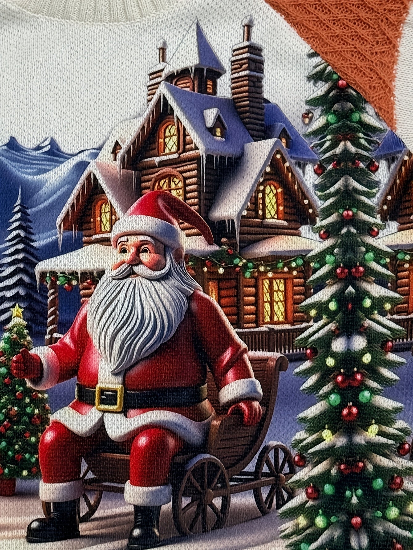 Women's 2025 Winter Knitted Christmas Sweater: Santa Claus Print and Shoulder Paneling - Cozy Sweater, Warm Holiday Fashion for Holiday Parties, Christmas Gift for Women (Loose Fit)