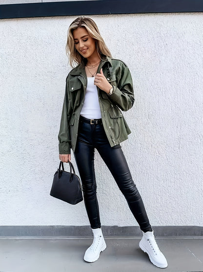 New Women'S Long-Sleeve Drawstring Jacket Coat in Retro European And American Style for Spring And Autumn 2025.