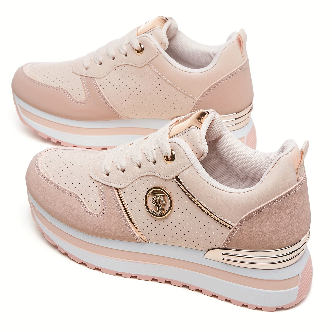 Women's Lightweight Lace-Up Platform Sneakers with Anti-Slip Sole