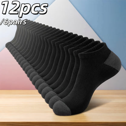 Men's Thickened Moisture-Wicking Sports Socks, Mid-Calf, 12-Pack