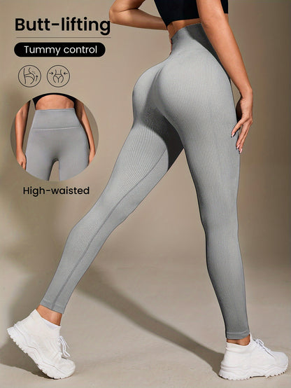 Women's High-Waisted Slimming Ribbed Leggings for Yoga