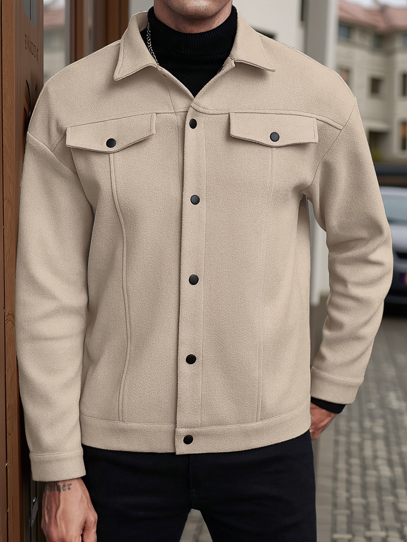 Fashionable and Comfortable Autumn Men's Casual Front Button Drop Shoulder Coat, Suitable for Husband Outings, Work, Parties, Dates, Travel, Date Night Outfit, Party Coat, Modern Menswear, Stylish Men's Wear, Quality Stitchin