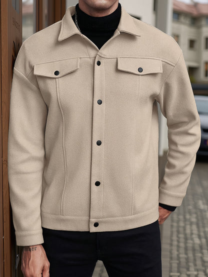Fashionable and Comfortable Autumn Men's Casual Front Button Drop Shoulder Coat, Suitable for Husband Outings, Work, Parties, Dates, Travel, Date Night Outfit, Party Coat, Modern Menswear, Stylish Men's Wear, Quality Stitchin
