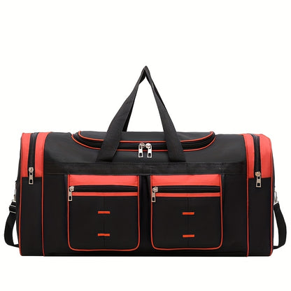 Versatile Large-Capacity Black Nylon Travel Bag for Men & Women - Durable, Adjustable Shoulder Strap, Multi-Compartment Organizer with Front Zipper Pocket - Ideal for Travel, Gym, Yoga, Camping, Work & More, Bags for Travel