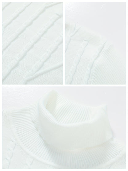 Men'S Solid Color Turtleneck Sweater, Highly Elastic, Stylish, Comfortable, And Warm Top, Suitable for Outdoor Wear in Autumn And Winter, Base Layer Sweater, Striped Knitted Turtleneck Sweater - Long Sleeve Pullover, Featurin