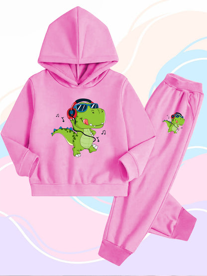 Kids Cotton Dinosaur Hoodie and Pants Set for Fall Winter