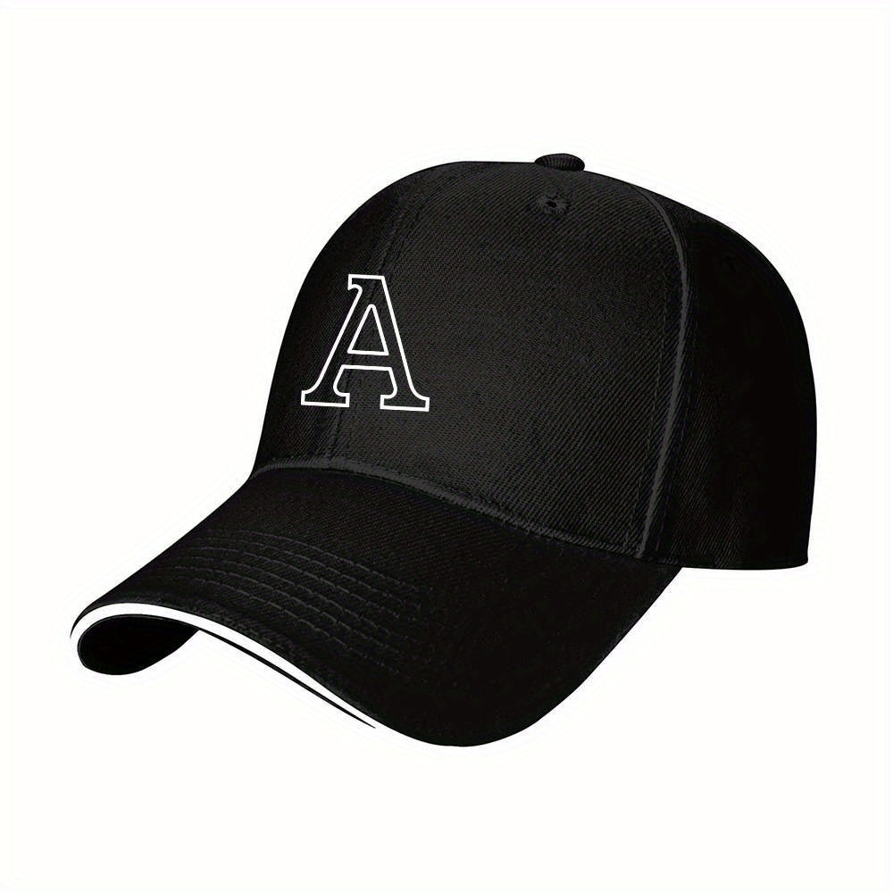 Lightweight Sports Baseball Cap with Ornate Letter A Print