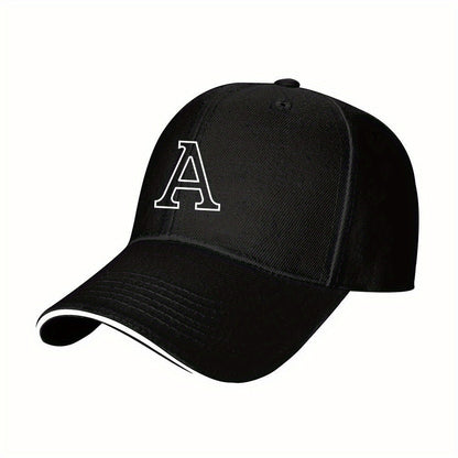 Lightweight Sports Baseball Cap with Ornate Letter A Print