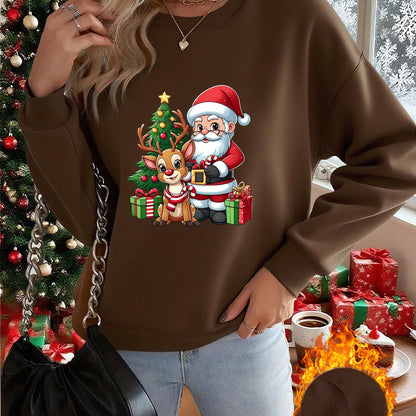 1pc Women's & Unisex Christmas Santa Reindeer Elf Print Sweater - Red Pullover Sweatshirt with Round Neck, Soft Warm Winter Sweating Jacket for Holiday Parties, Family Matching Outfits, Gift (Machine Washable) - Y2K Style All