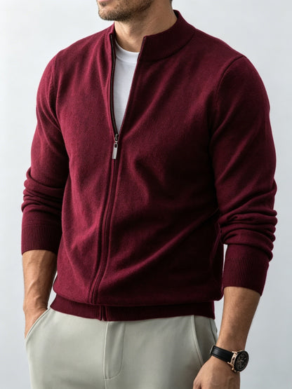 Men's Stand Collar Knit Cardigan Full-Zip Casual Fall Sweater