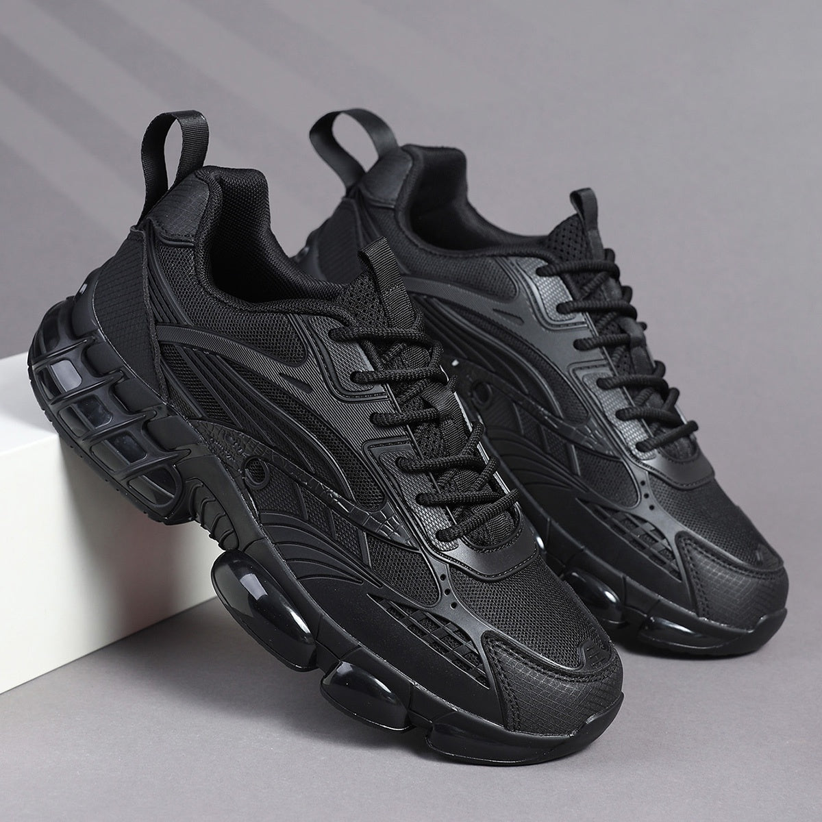 Men's Retro Low-Top Sneakers /Fabric Upper & Sole Lace-Up Sneakers - Cushioned Round Toe, Solid Color Casual Shoes Suitable for, Gym, Casual Attire, - Comfortable Footwear - ayq
