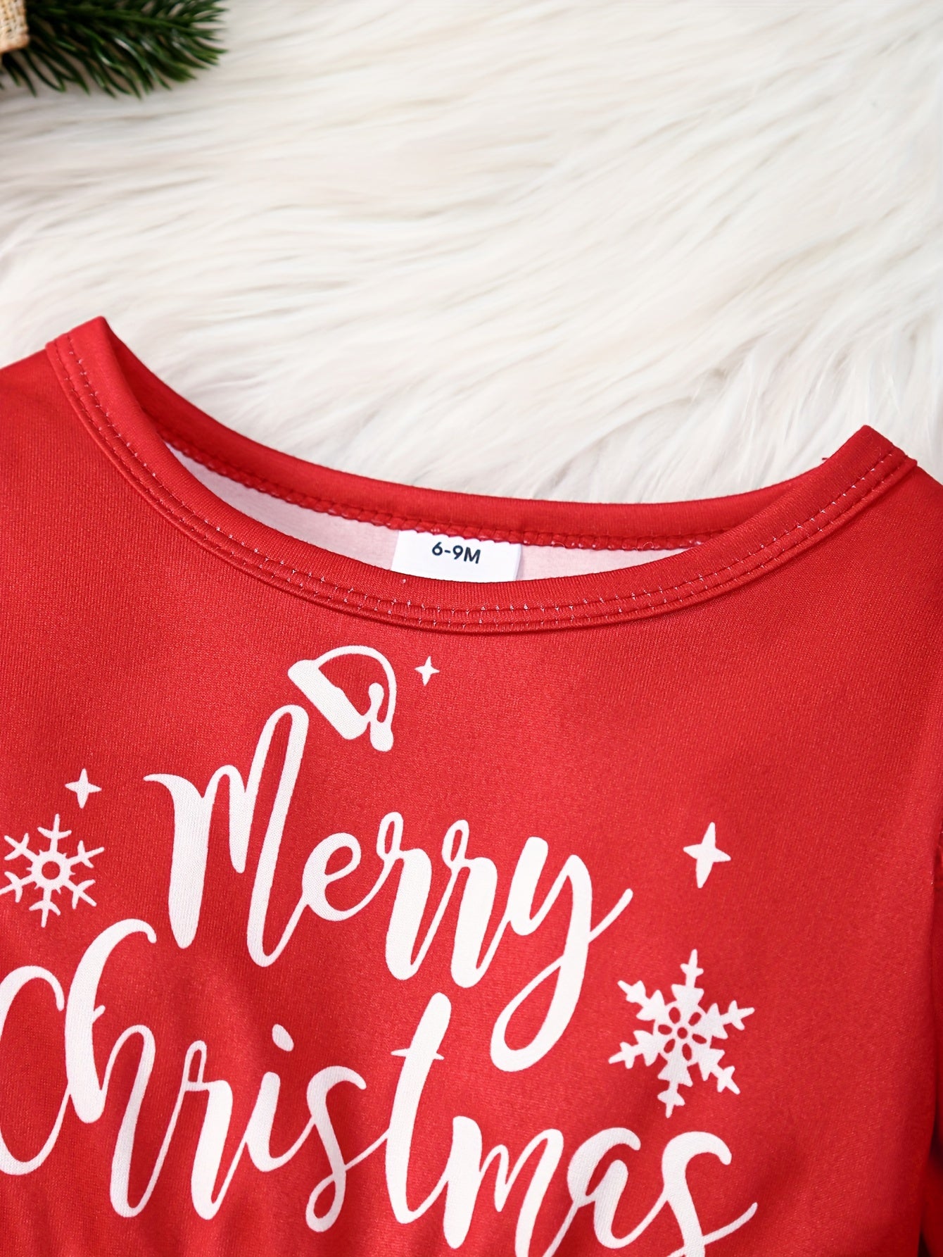 Festive Toddler Girl's Long Sleeve Ruffle Trim Dress with Santa and Snowman Print - Polyester Blend with Slight Stretch, Casual Knit Fabric Playwear for Spring/Fall