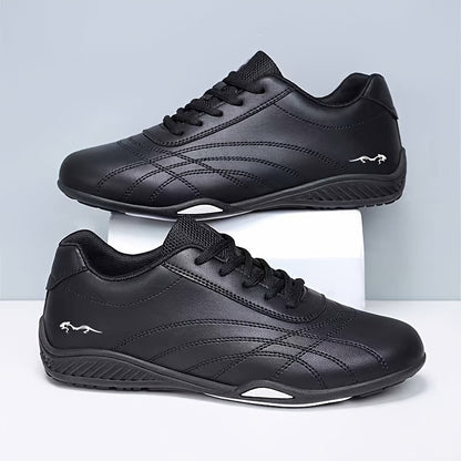 Men's Casual Lace-Up Sneakers with Microfiber Leather Upper