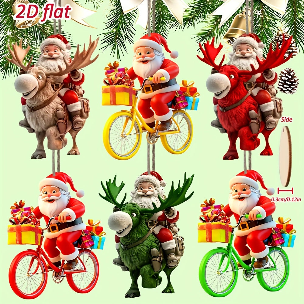 2D Flat, [2D Flat] 6pcs/12pcs Stylish Santa Claus Wooden Hanging Ornaments, Christmas Decoration Set, 2D Wooden Wall Art, New Year Gift Home Décor, Trendy Holiday Party Accessories for Tree, Garden, House & Backpack – Perf