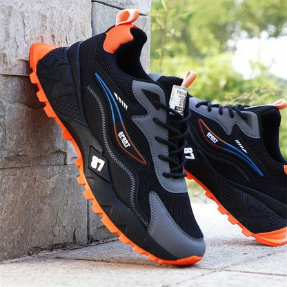 Men's Stylish  Durable Sneakers - Comfortable, Non-Slip Lace-Up Sneakers for Outdoor Activities, Breathable Fabric, All-Season Wear