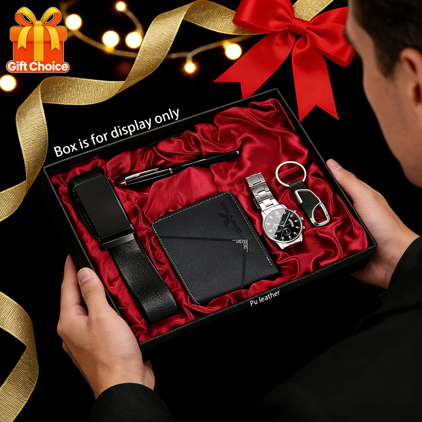 5pcs Men'S Watch and Wallet Gift Set | Fashion Belt, Easy Keychain, Portable Sign Pen - Ideal for Father'S Day, Valentine'S Day, Birthdays, Graduations, Business Openings - No Box Included