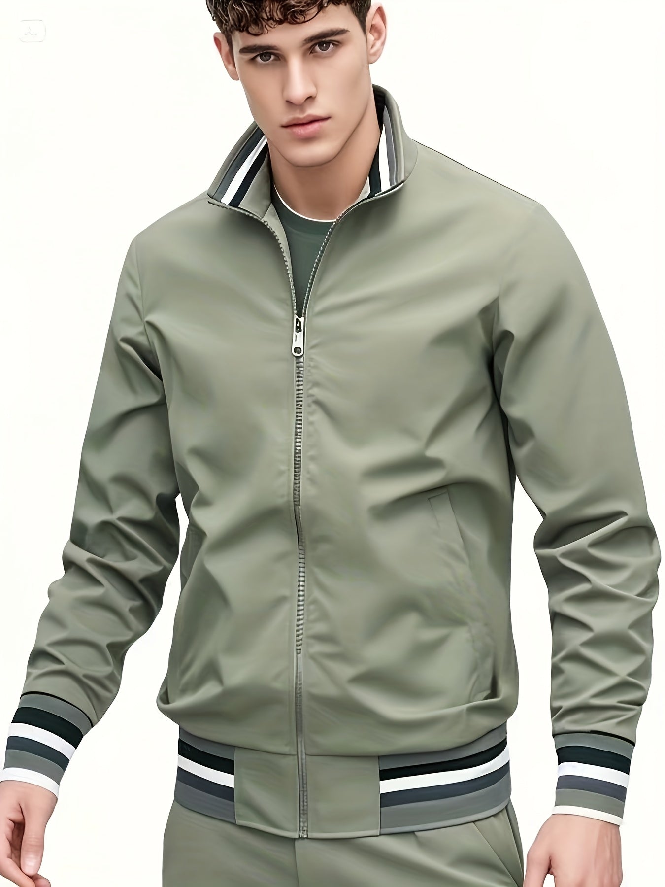 A Men'S Stylish Pilot Jacket, Made of Durable Fabric, Features Classic Striped Details, Perfect for Casual Outings Or Hiking. It Offers a Sense of Confidence And Fashion, Making It an Ideal Gift for Men